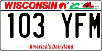 WI license plate 103YFM