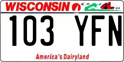WI license plate 103YFN
