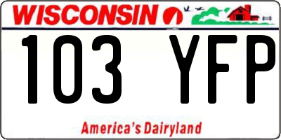 WI license plate 103YFP