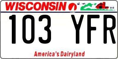 WI license plate 103YFR