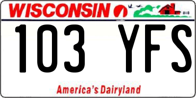 WI license plate 103YFS