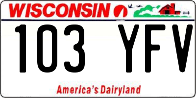 WI license plate 103YFV