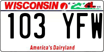 WI license plate 103YFW