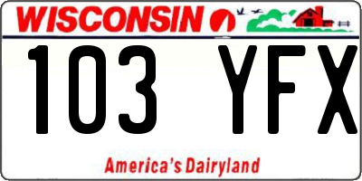 WI license plate 103YFX