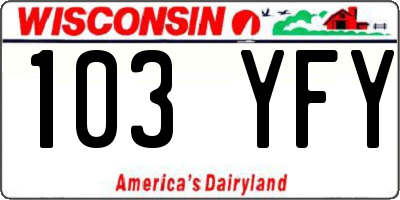 WI license plate 103YFY