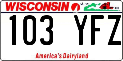 WI license plate 103YFZ