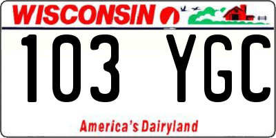 WI license plate 103YGC