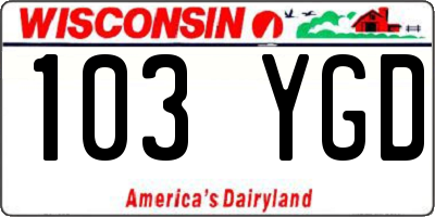 WI license plate 103YGD