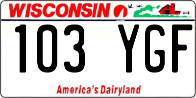 WI license plate 103YGF
