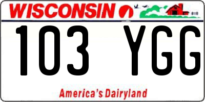 WI license plate 103YGG