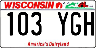 WI license plate 103YGH