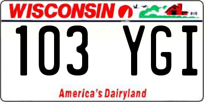 WI license plate 103YGI