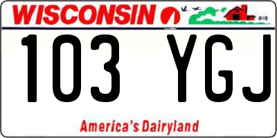 WI license plate 103YGJ