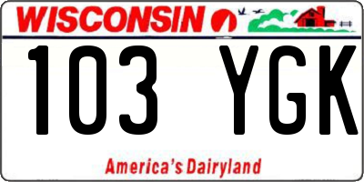 WI license plate 103YGK