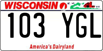 WI license plate 103YGL