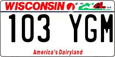 WI license plate 103YGM