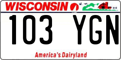 WI license plate 103YGN