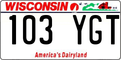 WI license plate 103YGT