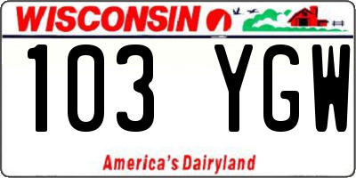 WI license plate 103YGW