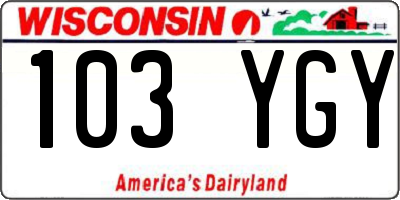 WI license plate 103YGY