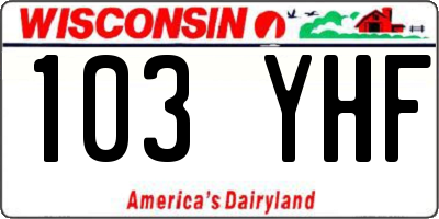 WI license plate 103YHF