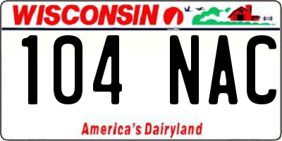 WI license plate 104NAC