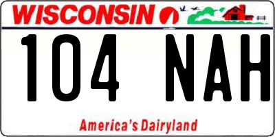 WI license plate 104NAH