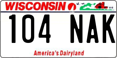 WI license plate 104NAK