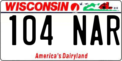 WI license plate 104NAR