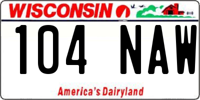 WI license plate 104NAW