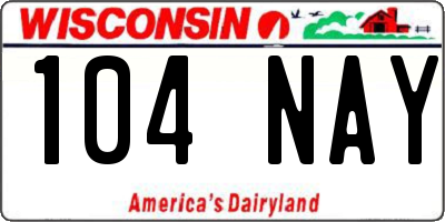 WI license plate 104NAY
