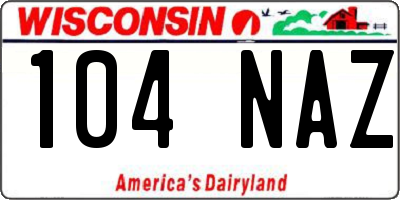 WI license plate 104NAZ