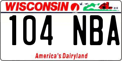 WI license plate 104NBA