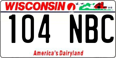 WI license plate 104NBC