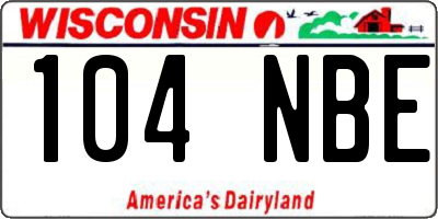 WI license plate 104NBE