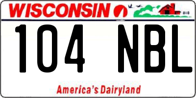 WI license plate 104NBL