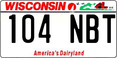 WI license plate 104NBT