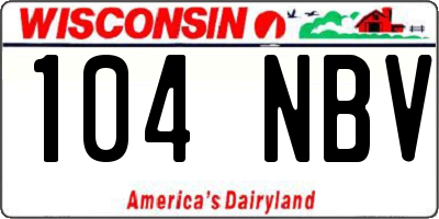 WI license plate 104NBV
