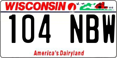 WI license plate 104NBW