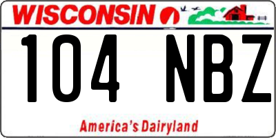 WI license plate 104NBZ