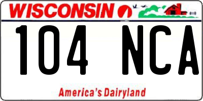 WI license plate 104NCA