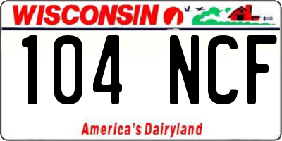 WI license plate 104NCF