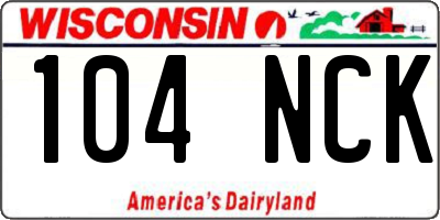 WI license plate 104NCK