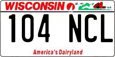 WI license plate 104NCL