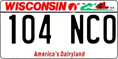 WI license plate 104NCO