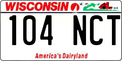 WI license plate 104NCT
