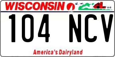 WI license plate 104NCV