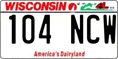 WI license plate 104NCW