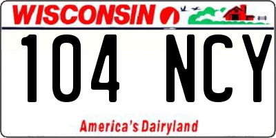 WI license plate 104NCY