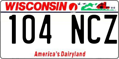 WI license plate 104NCZ